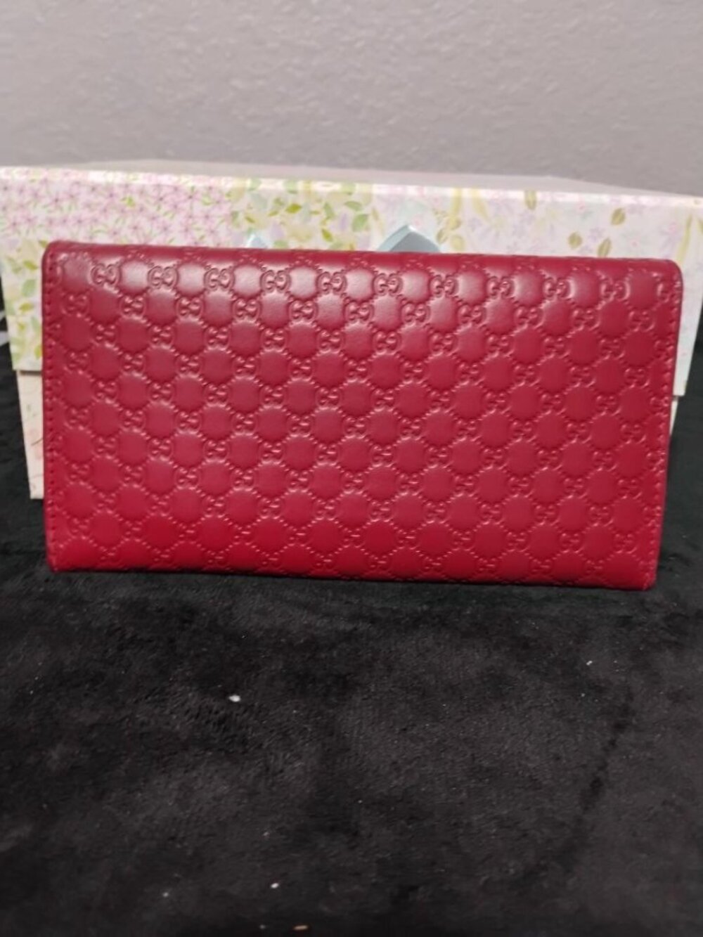 Gucci Wallet Red Micro Guccissima Continental Flap Leather Wallet EUC - Picture 2 of 12